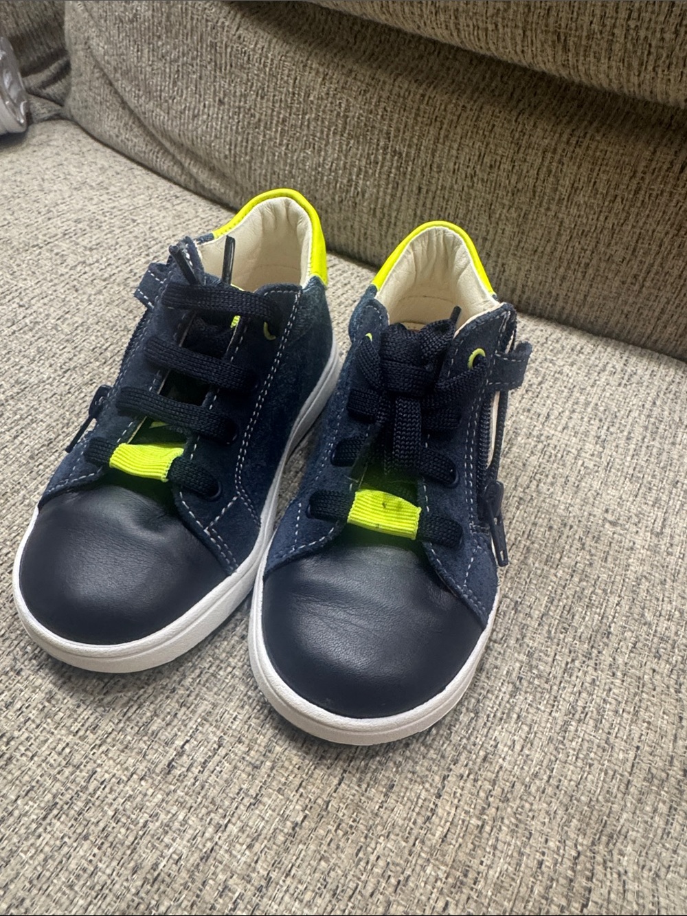 Geox Navy and Neon Yellow Kids Sneakers